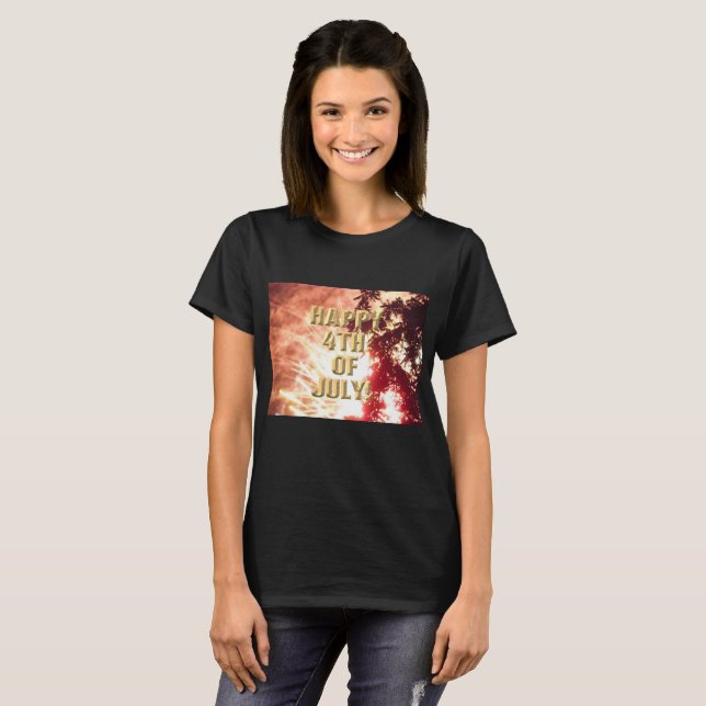 Fireworks 12 4th of July women black shirt (Front Full)