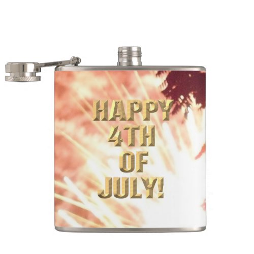 Fireworks 12 4th of July wrapped flask