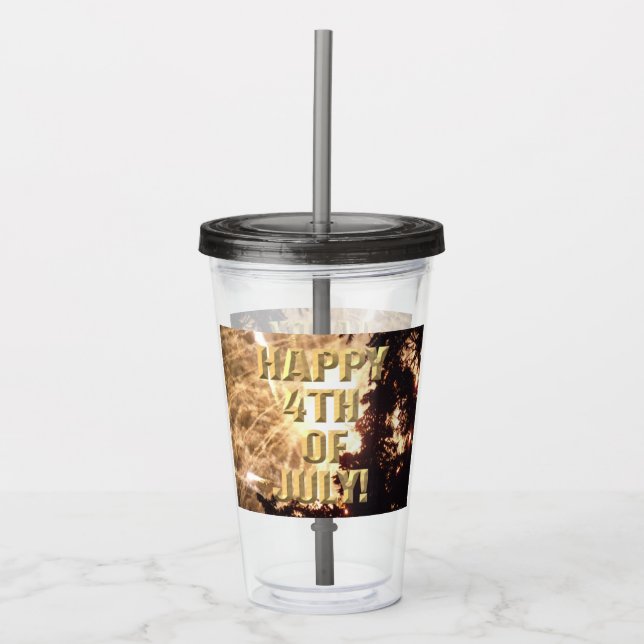Fireworks 15 4th of July acrylic tumbler (Front)