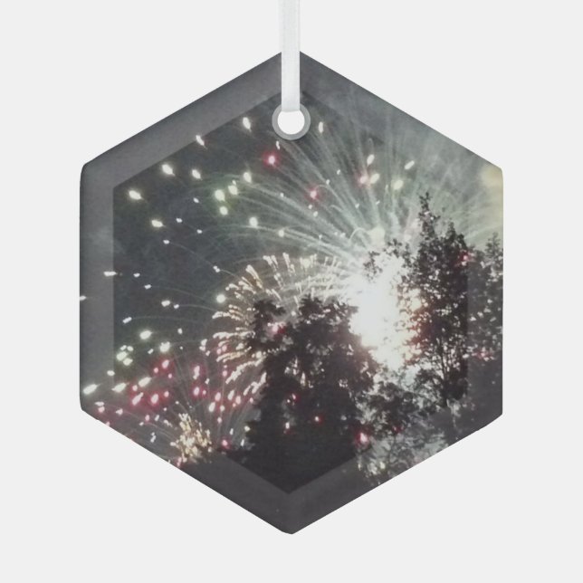 Fireworks 18 glass hexagon ornament (Front)