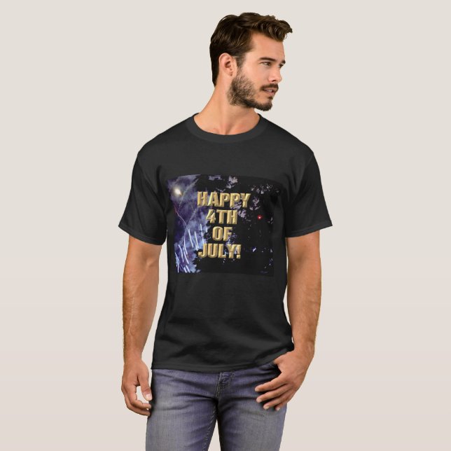 Fireworks 1 4th of July men black shirt (Front Full)