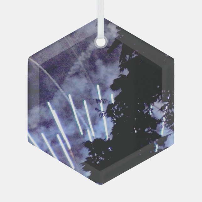Fireworks 1 glass hexagon ornament (Front)