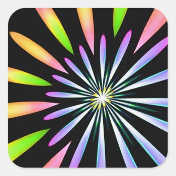Fireworks 1 Square Sticker by CoolCurves at Zazzle