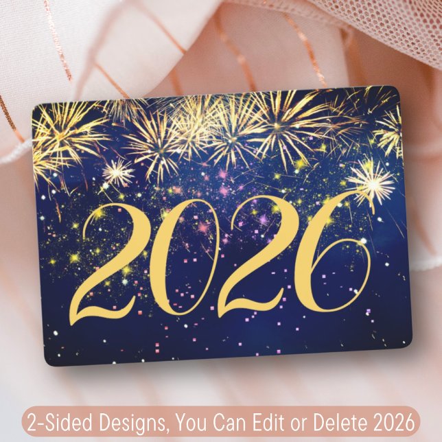 Fireworks 2026 Happy New Year 2 Sided Designs Text Holiday Card (Creator Uploaded)