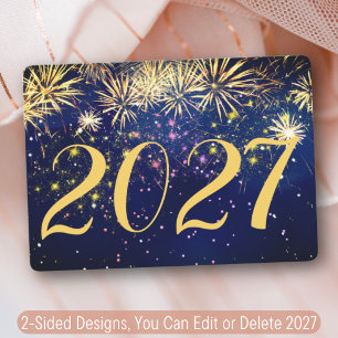 Fireworks 2027 Happy New Year 2 Sided Designs Text Holiday Card