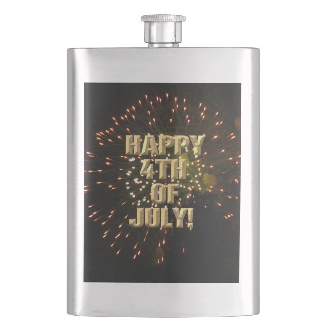 Fireworks 4 4th of July stainless steel flask (Front)