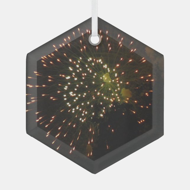 Fireworks 4 glass hexagon ornament (Front)