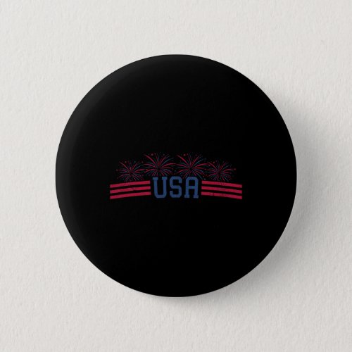 Fireworks 4th Of July American Flag Usa  Button