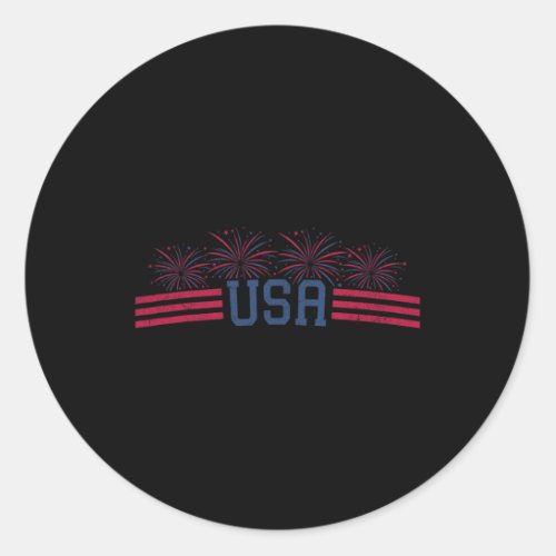 Fireworks 4th Of July American Flag Usa  Classic Round Sticker