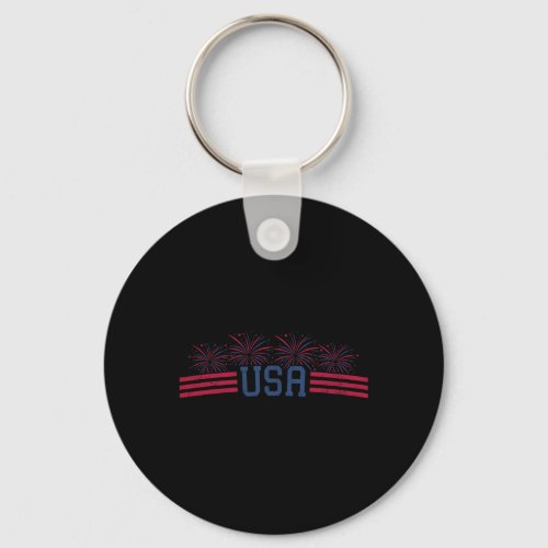 Fireworks 4th Of July American Flag Usa  Keychain