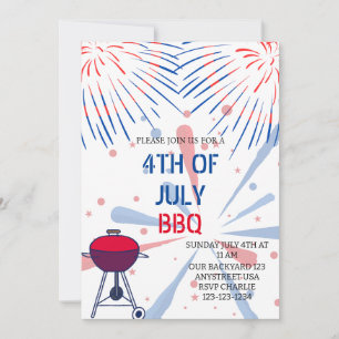 Fireworks 4th of July BBQ Invitation