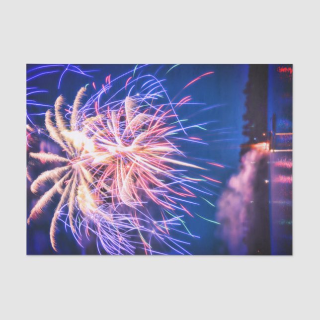Fireworks 4th Of July Blue Independence Day Tissue Paper (Front)