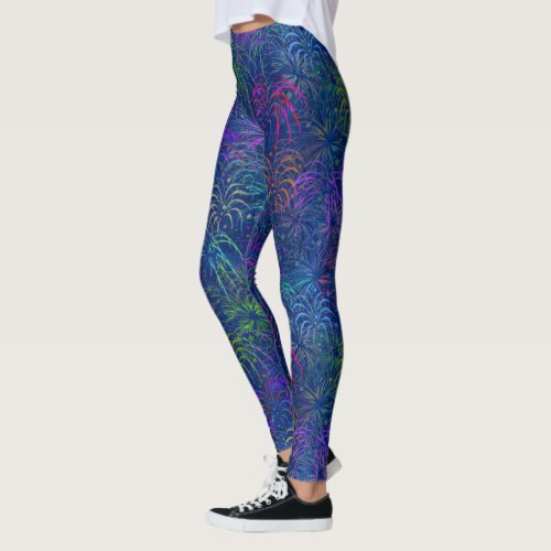 Fireworks 4th of July Colorful Summer Cute Pattern Leggings