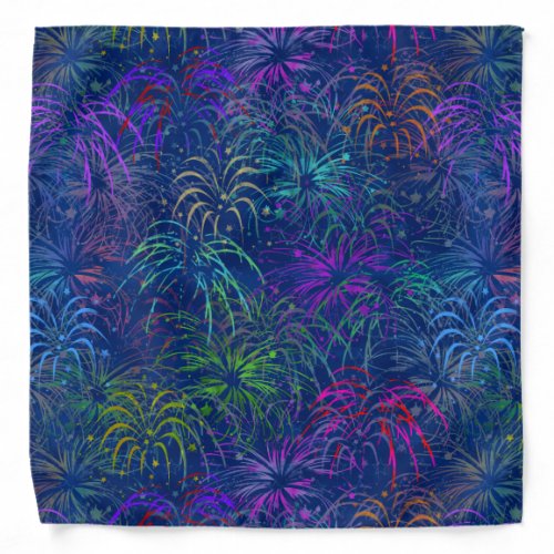 Fireworks 4th of July Colorful Summer Pattern Bandana