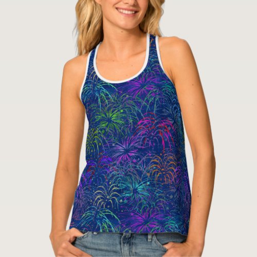 Fireworks 4th of July Colorful Summer Pattern Tank Top