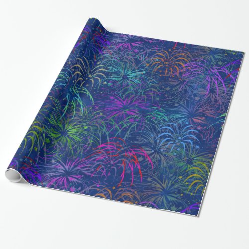 Fireworks 4th of July Colorful Summer Pattern Wrapping Paper