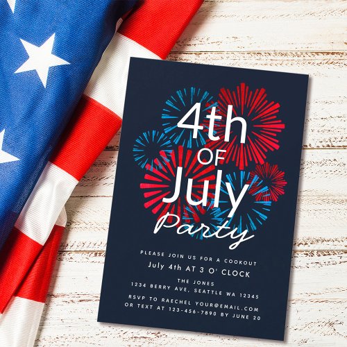 Fireworks 4TH of July Cookout Invitation