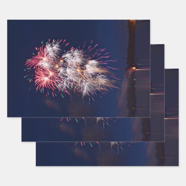Fireworks 4th Of July Independence Day Wrapping Paper Sheets (Set)