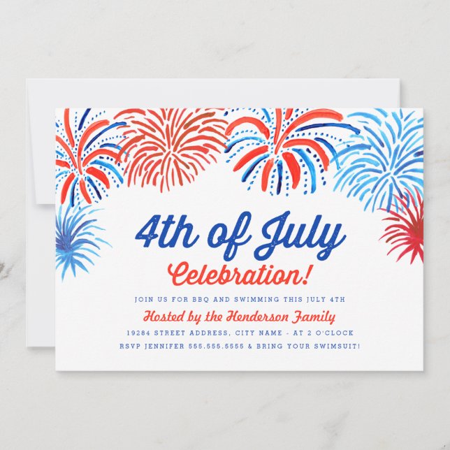 Fireworks 4th of July Invite (Front)
