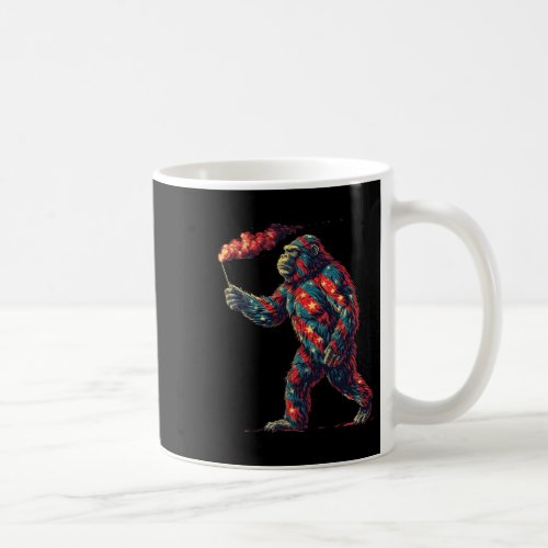 Fireworks 4th Of July Men Sasquatch American Flag  Coffee Mug