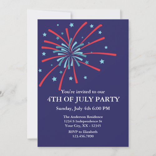 Fireworks 4th of July Party Invitation