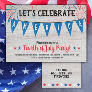 Fireworks 4th of July Party Invitation Flat Card