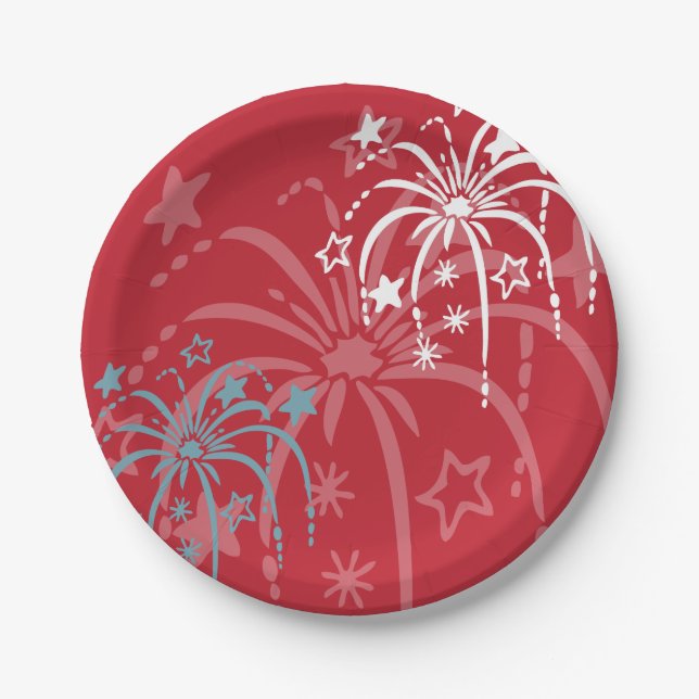 Fireworks 4th of July Party Paper Plate (Front)
