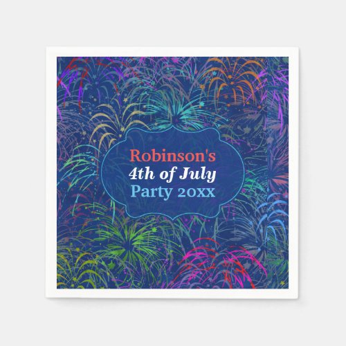 Fireworks 4th of July Party  Personalized Summer Paper Napkins