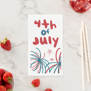 Fireworks 4th of July Stars BBQ Birthday Paper Guest Towels