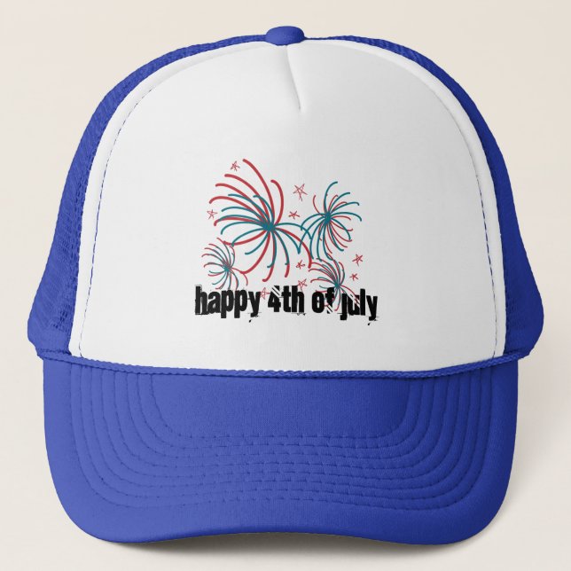 Fireworks 4th of July Stars Doodles    Trucker Hat (Front)
