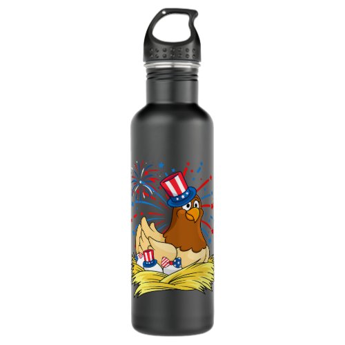 Fireworks 4th Of July USA Chicken Mom American Far Stainless Steel Water Bottle