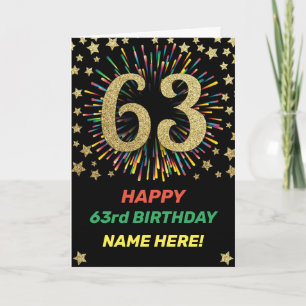 Fireworks 63rd Birthday Colorful Rainbow Greeting Card