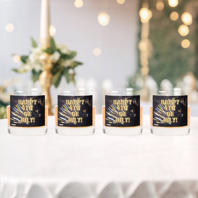 Fireworks 6 4th of July rocks glasses set of 4 (Insitu (Wedding))