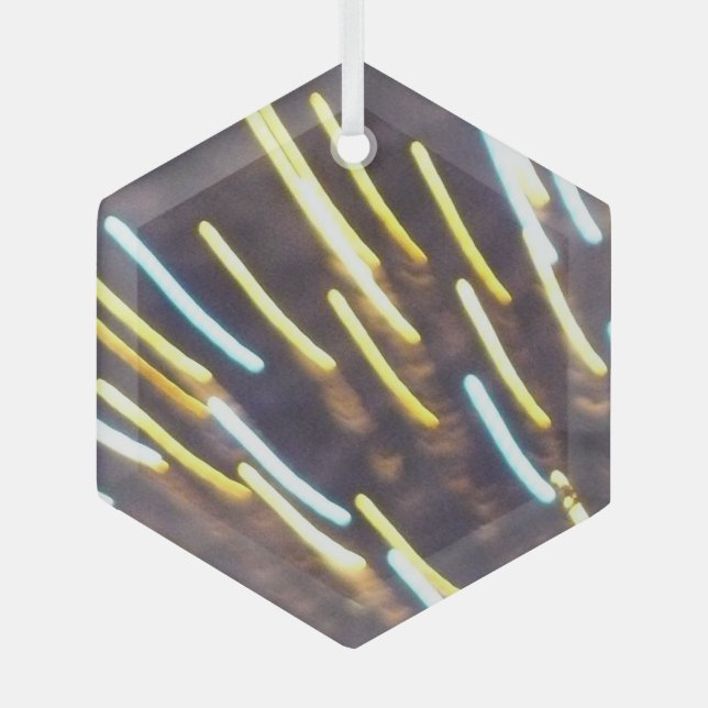 Fireworks 6 glass hexagon ornament (Front)