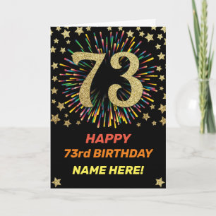 Fireworks 73rd Birthday Colorful Rainbow Gold Card