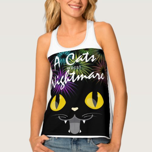 Fireworks A Cats Nightmare Womens Racerback Tank Top