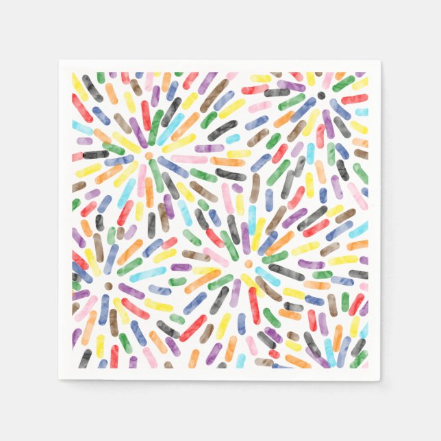 Fireworks Abstract LGBTQ+ Rainbow Progress Pride Napkins (Front)