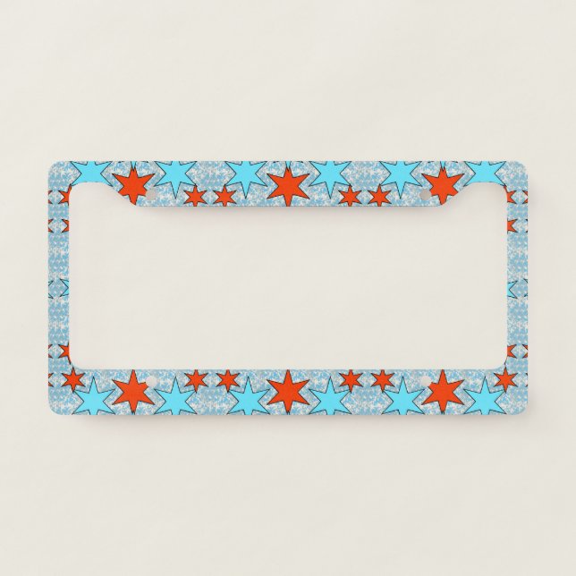 Fireworks and American Flag License Plate Frame (Front)