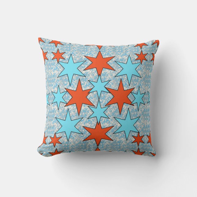 Fireworks and American Flag Outdoor Pillow (Front)