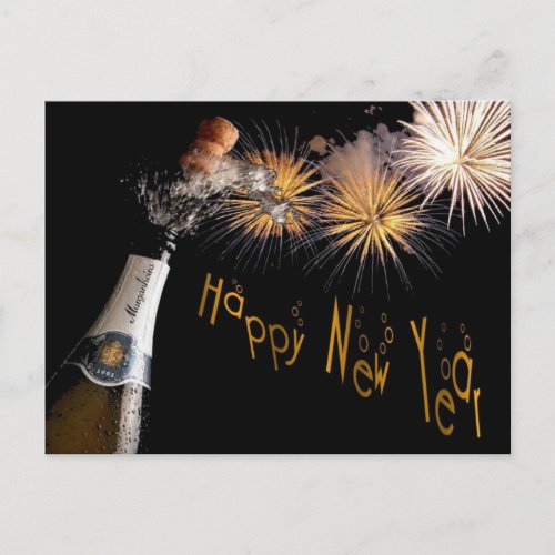 Fireworks And Bubbly Wine Holiday Postcard