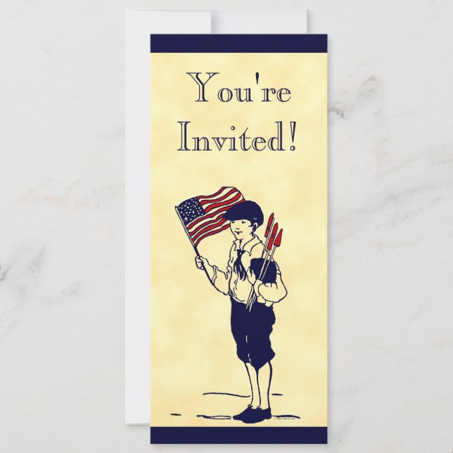 Fireworks and Flag 4th of July Custom Invitation (Front)