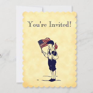 Fireworks and Flag Faux Parchment Custom Invite