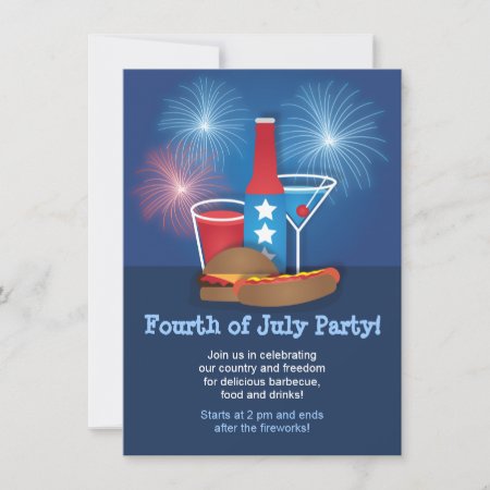 Fireworks And Food 4th Of July Invitation