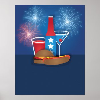 Fireworks And Food Patriotic Poster 12x16 by youreinvited at Zazzle