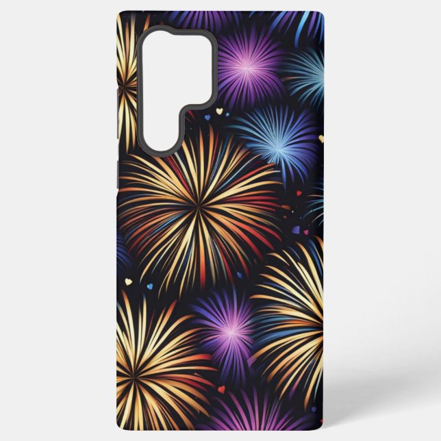 Fireworks and Hearts repetitive pattern Samsung Galaxy Case (Back)