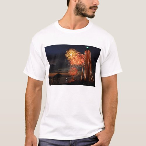 Fireworks and Lighthouse Marblehead T_Shirt