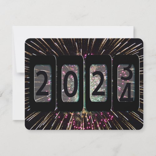 Fireworks and Odometer 2024 New Year Party Invitation
