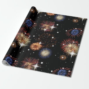 Fireworks and Stars Wrapping Paper