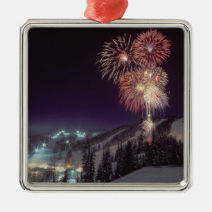 Fireworks at Big Mountain Resort in Whitefish, Metal Ornament