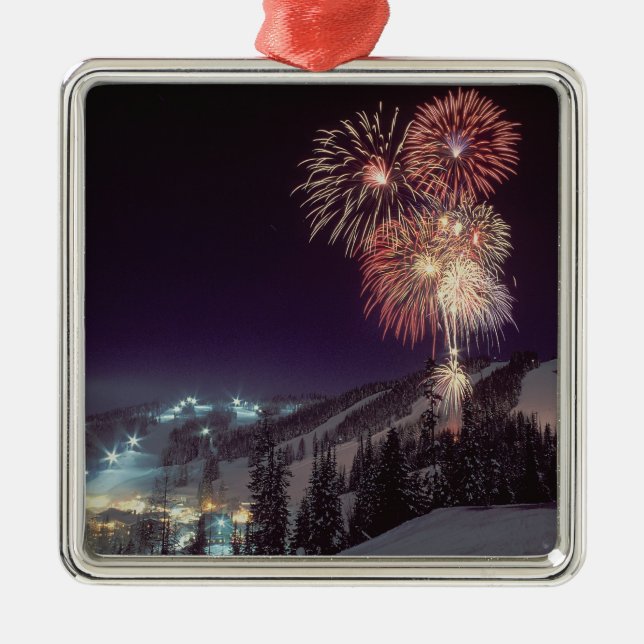Fireworks at Big Mountain Resort in Whitefish, Metal Ornament (Front)